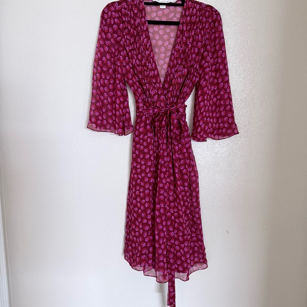 Diane Von Furstenberg Magenta Paisley Wrap Midi Dress - Picture 3 of 12